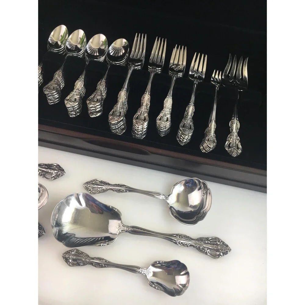 ONEIDA Heirloom Cube Michelangelo 18/10 SS Flatware Set For 12 + Serving 74Pc